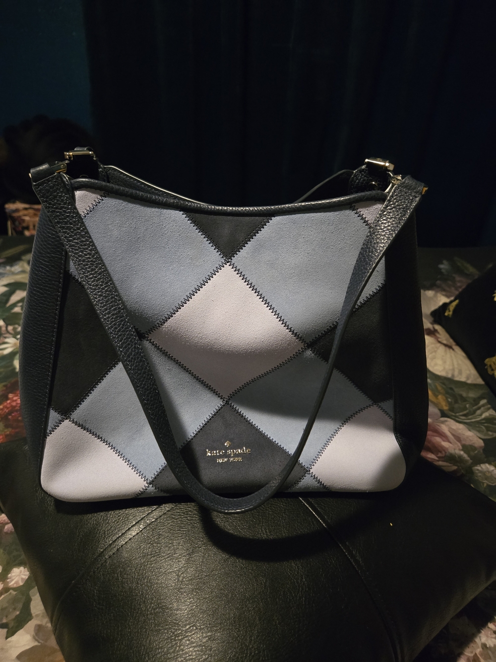 kate spade New York Blue Patchwork Leather Shoulder Bag